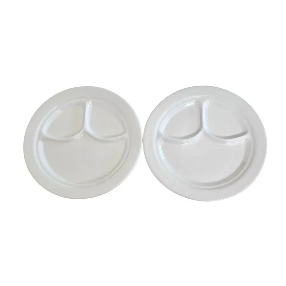 Set of 2 Buffalo China USA White Vintage Restaurant Ware Divided Plates